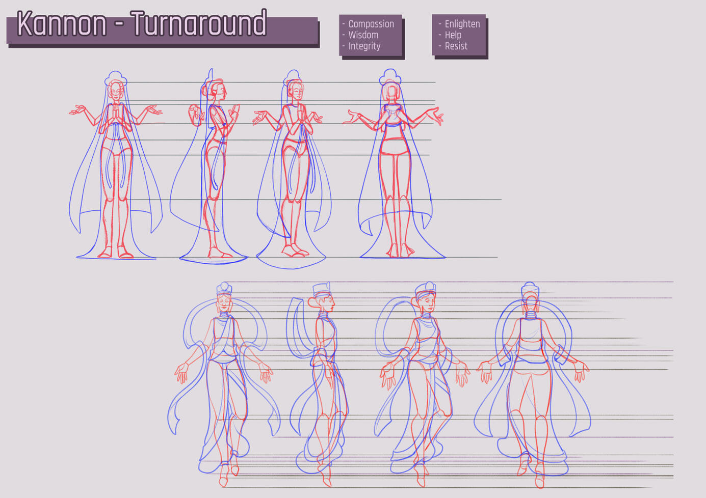 I did a turnaround of the two versions I preferred. The first is more traditionally Japanese inspired. The second drew more from an Indian Buddhist imagery. I liked the second, but in the end, the theme was Japan, so I opted for the first.