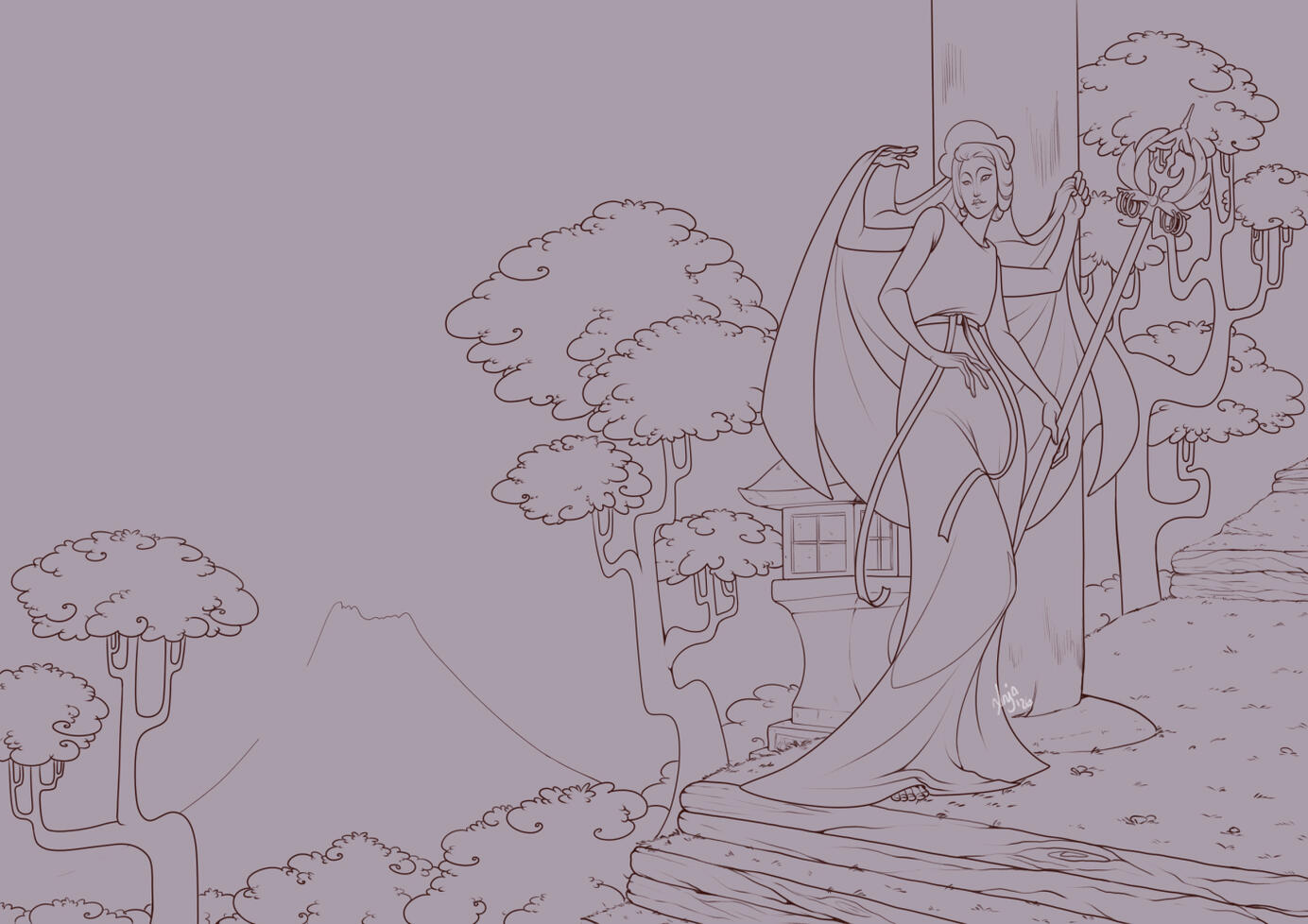 The lineart of the final art.