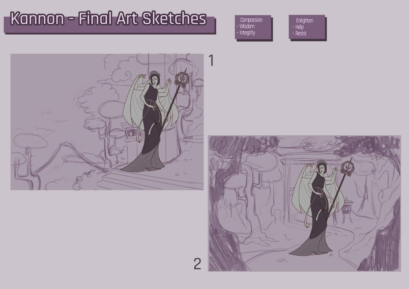 Final Art Sketches Two sketches for the final art.